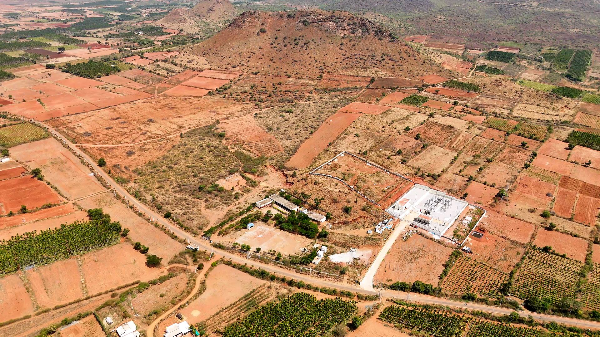 Aerial view of the Ekrej Stonefield parcel beside the 66kV substation